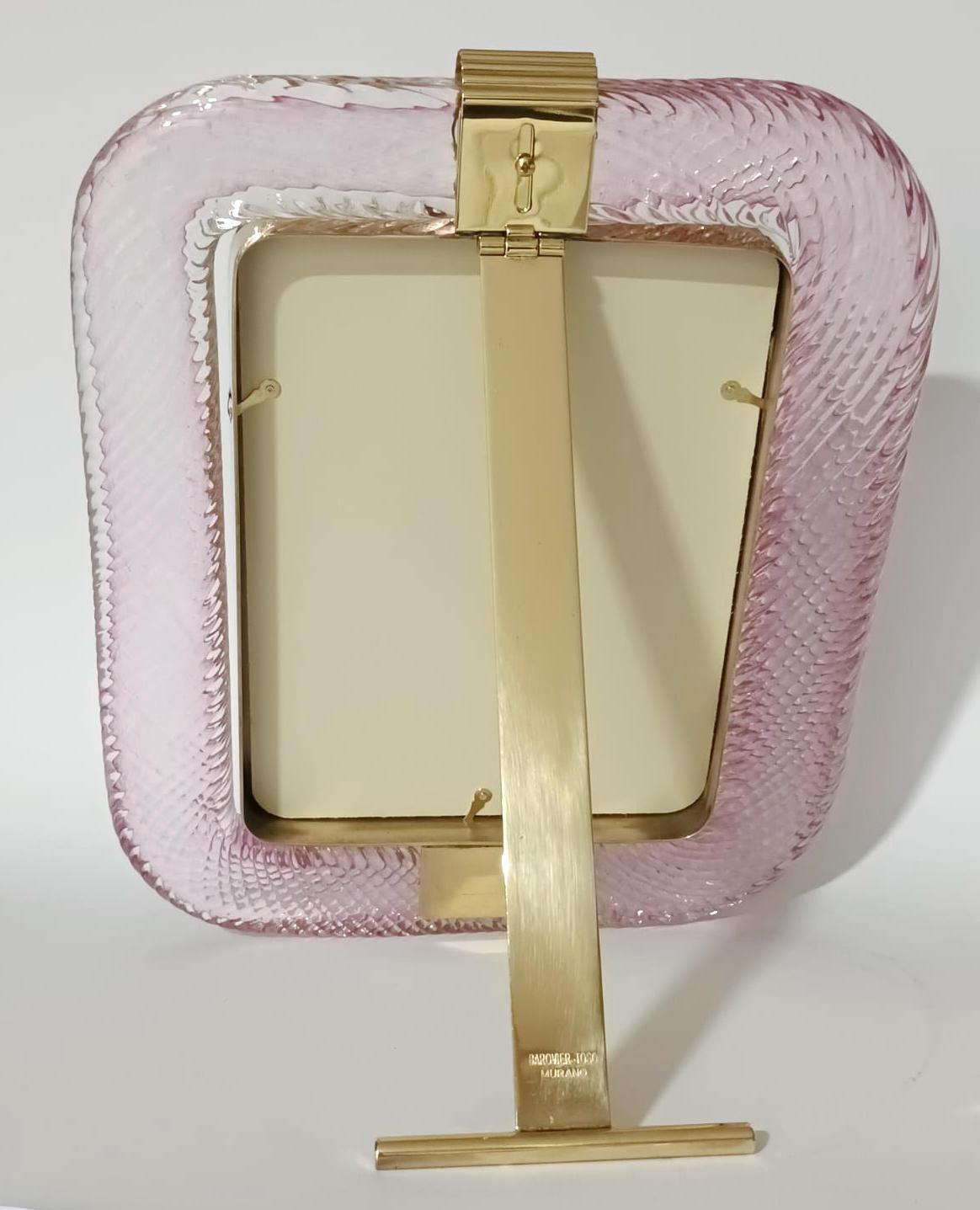 Murano Pink Photo Frame by Barovier e Toso, 4 Available In Good Condition For Sale In Los Angeles, CA