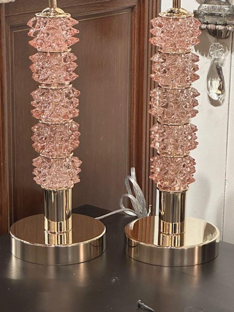 Murano Pink Rostrada Lamps In Good Condition For Sale In Dallas, TX