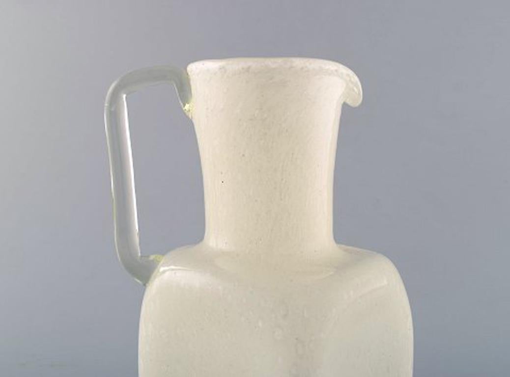 Italian Murano Pitcher with Handle in Light Mouth Blown Artificial Glass, 1960s For Sale