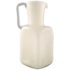 Murano Pitcher with Handle in Light Mouth Blown Artificial Glass, 1960s