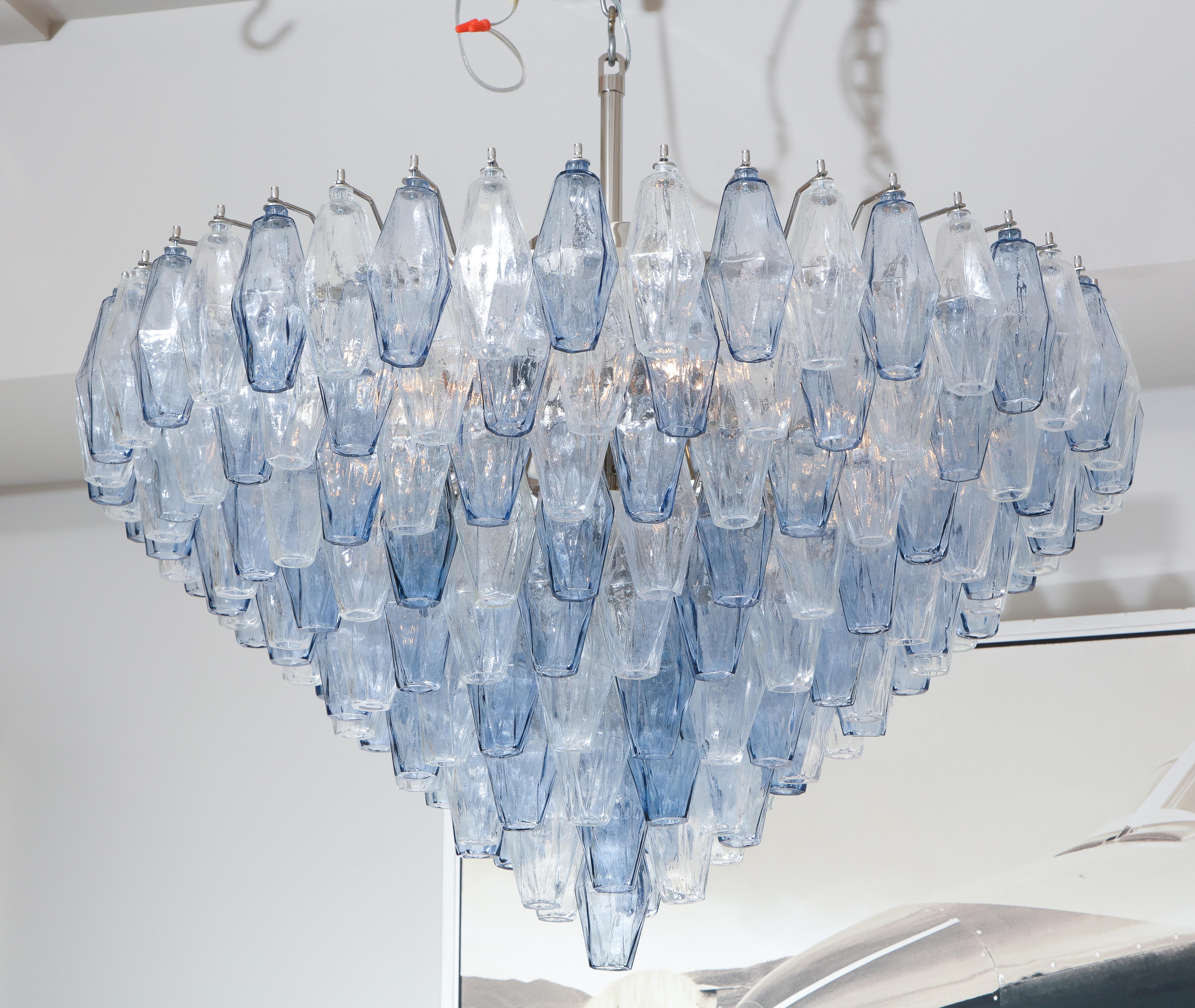 Italian Custom Murano Polyhedron Glass Chandelier For Sale