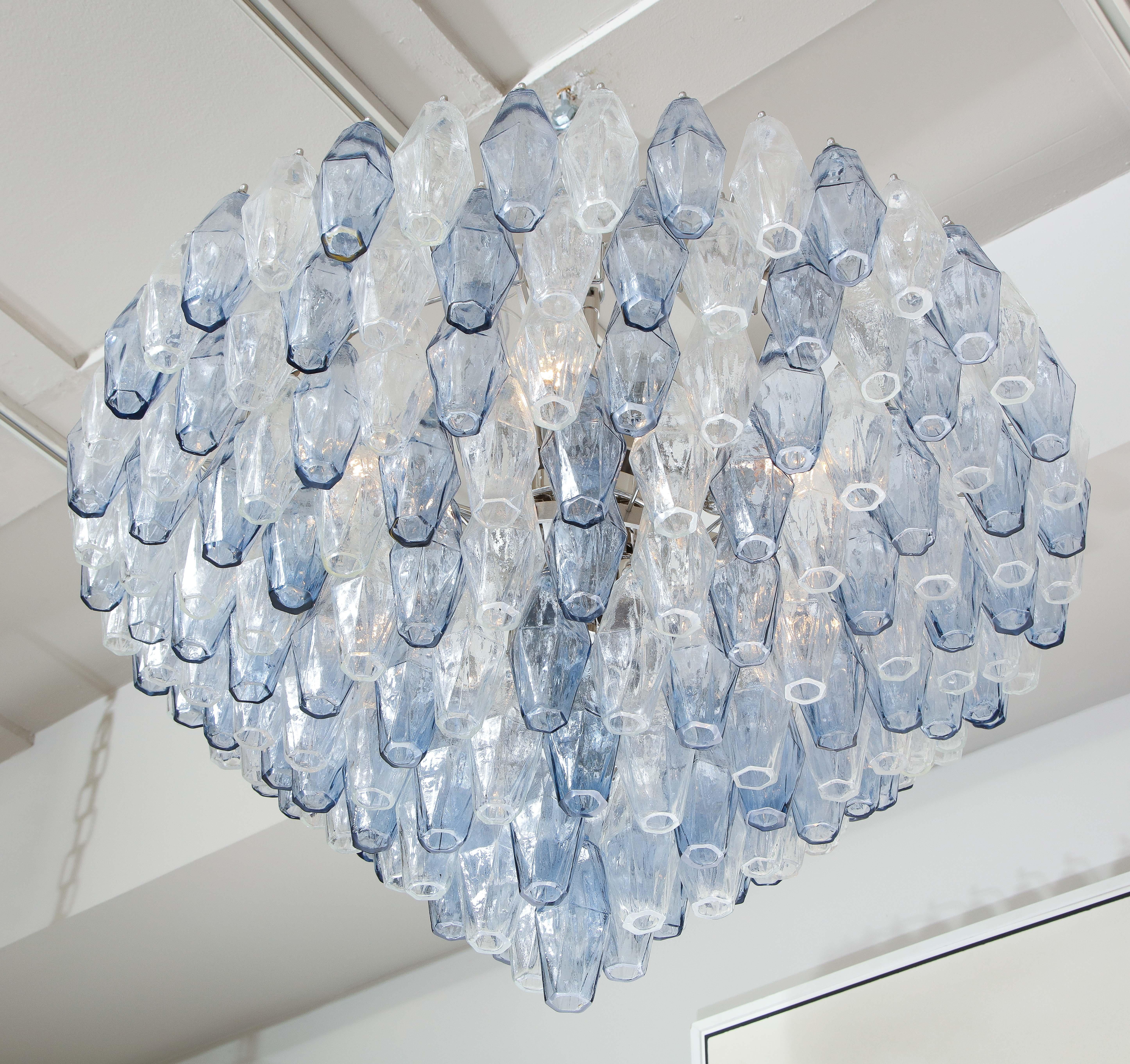 Custom Murano Polyhedron Glass Chandelier In New Condition For Sale In New York, NY