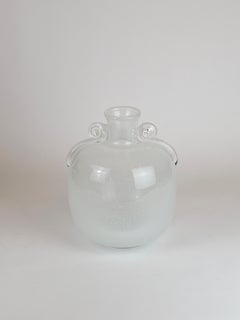Murano Pulegoso Glass Amphora Vase with Scrolled Handles by Seguso Vetri d'Arte