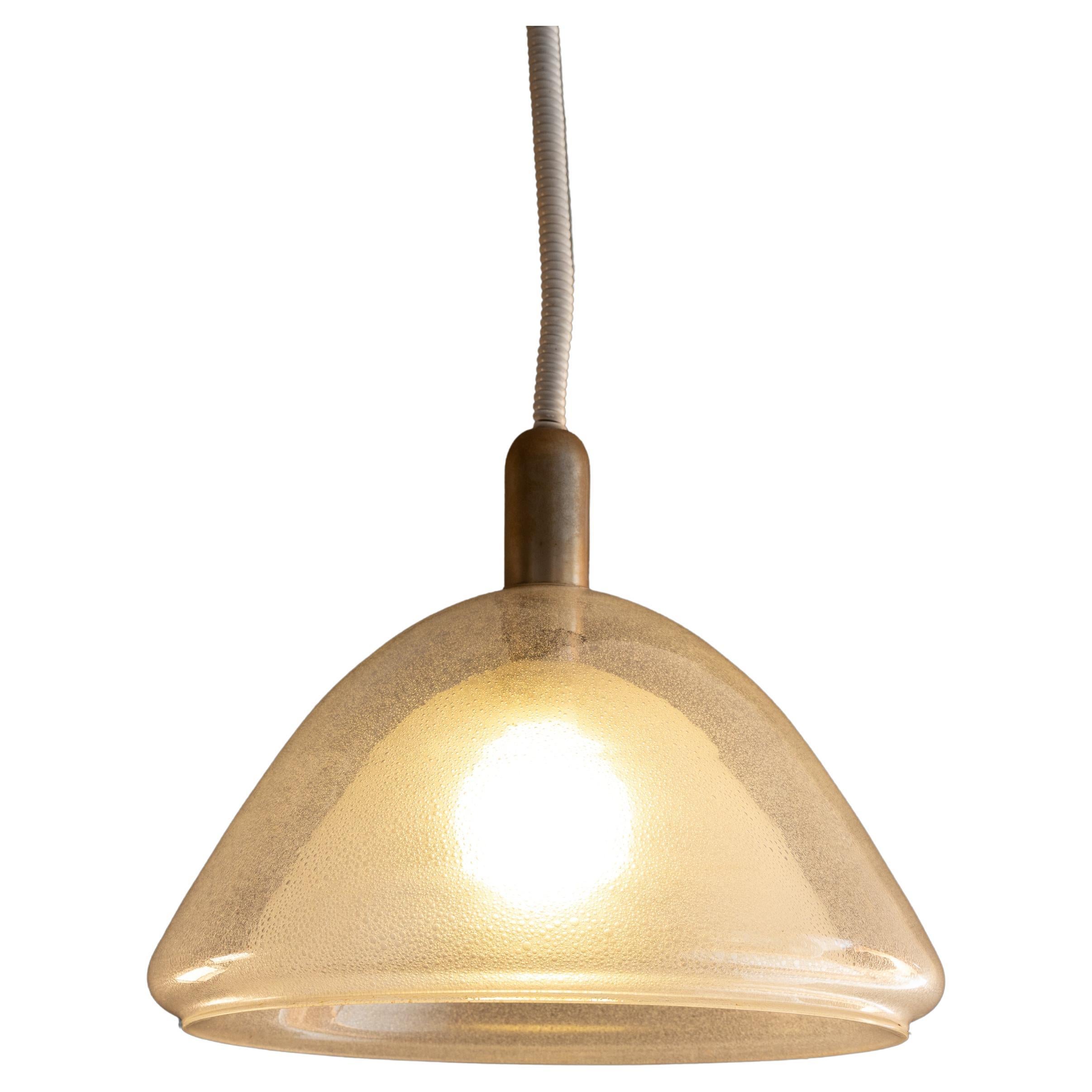 Lámpara colgante de cristal pulegoso de Murano Carlo Nason Mazzega 1960 Italia en venta