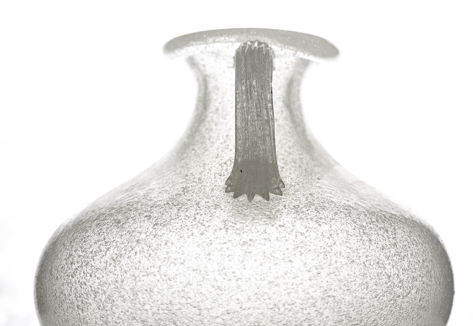 Mid-20th Century Murano Pulegoso Two-Handled Vase For Sale