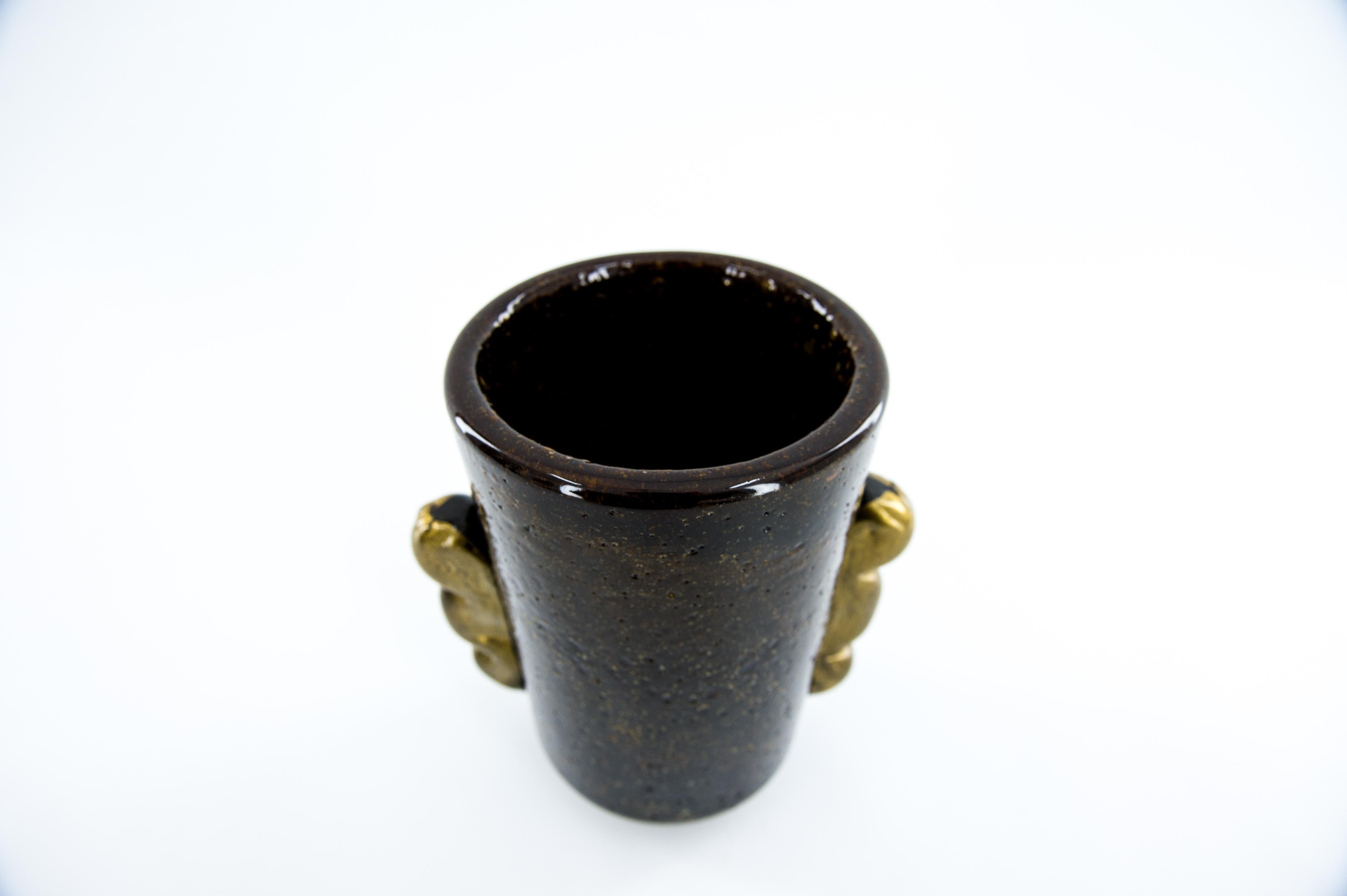 Vaso di Murano Pulegoso dalla tonalità intensa con accenti d'oro, artigianato italiano in vendita 4