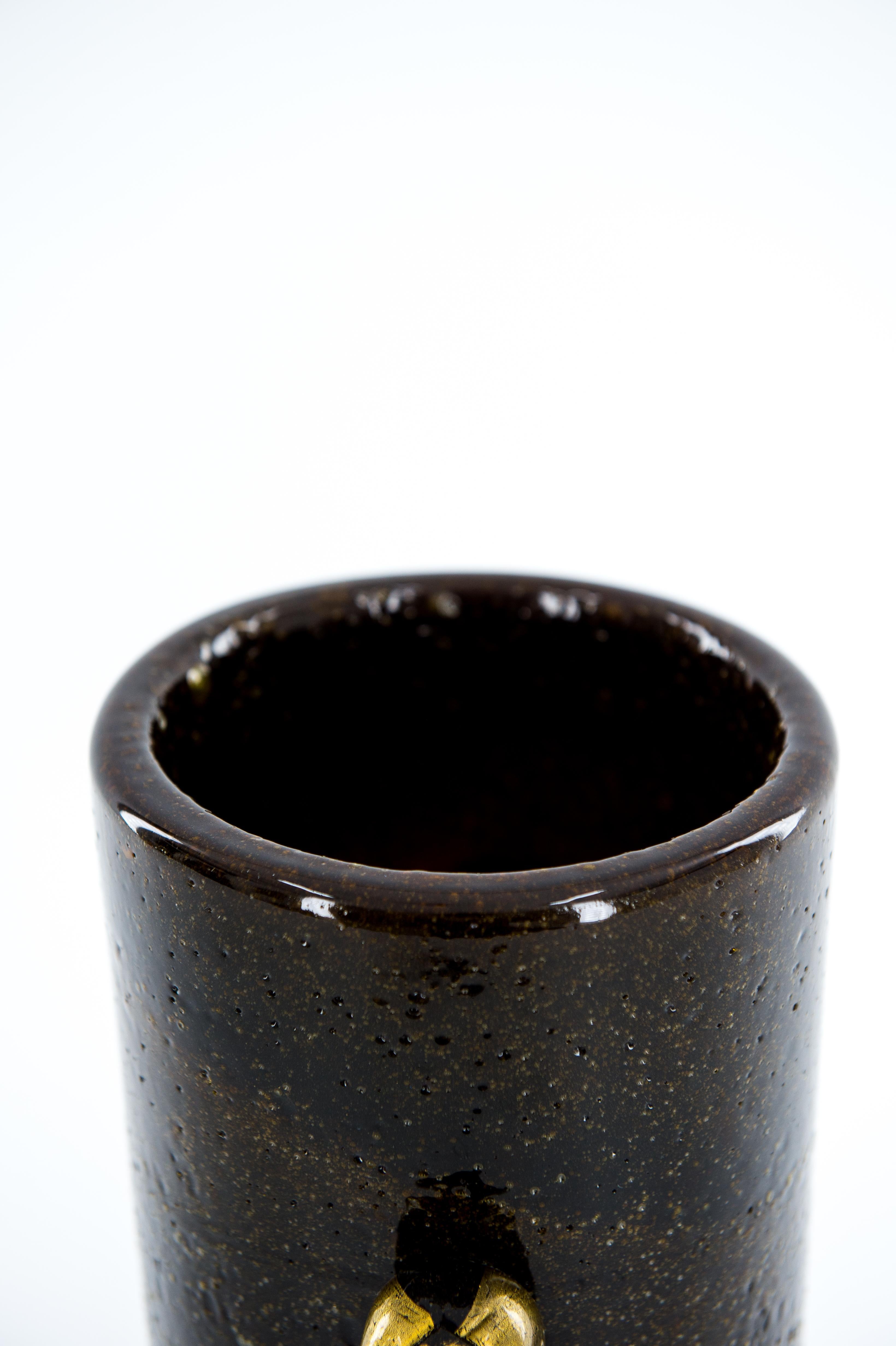 Vaso di Murano Pulegoso dalla tonalità intensa con accenti d'oro, artigianato italiano in vendita 6