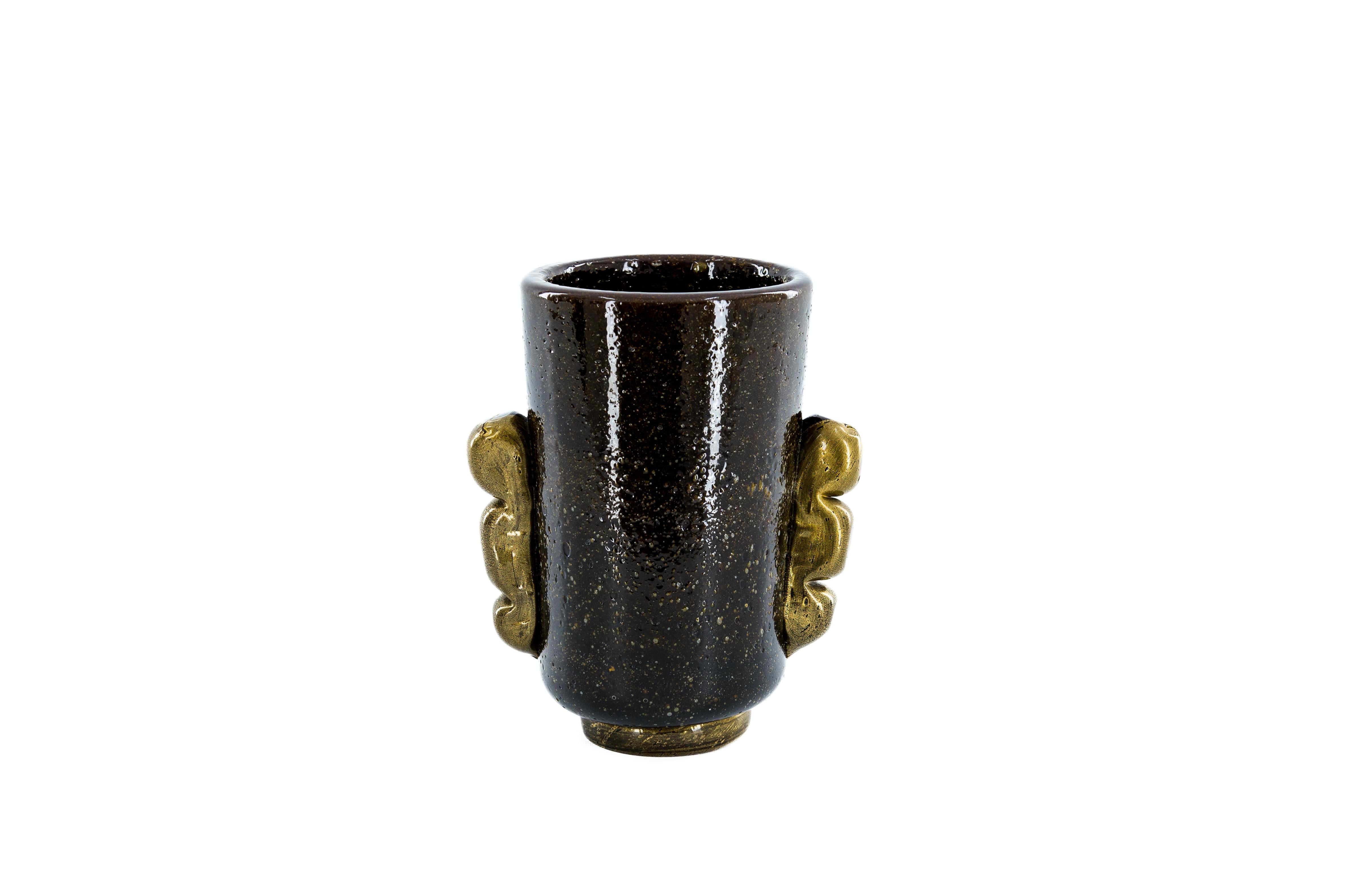 Vaso di Murano Pulegoso dalla tonalità intensa con accenti d'oro, artigianato italiano in vendita 8