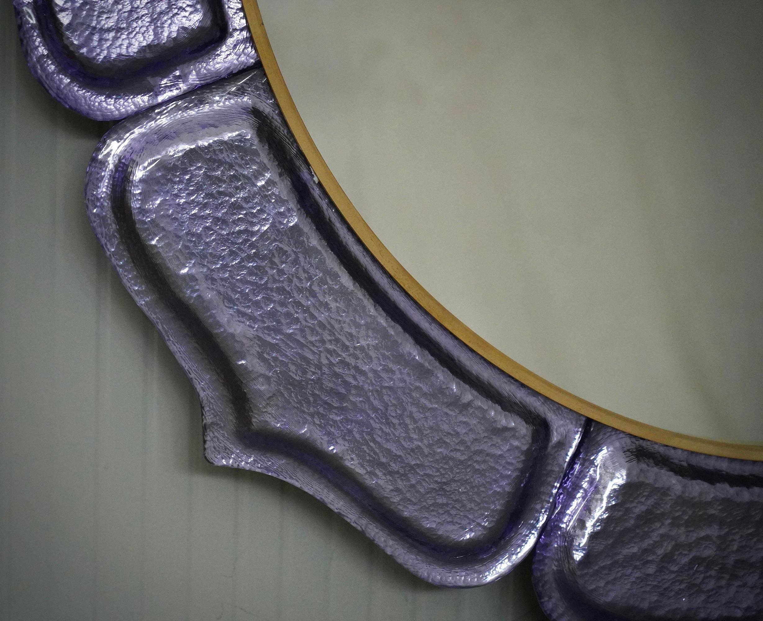 Murano Lila Kunstglas und Messing Italienische Konsole / Wandspiegel, 2020 im Angebot 2