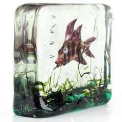 Murano Purple Aventurine Fish Italian Art Glass Aquarium Paperweight Sculpture