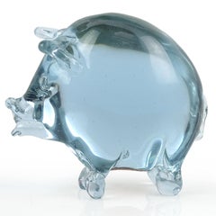 Murano Purple Blue Alexandrite Italian Art Glass Color Changing Pig Figurine