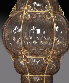 Murano Purple Glass Caged Pendant