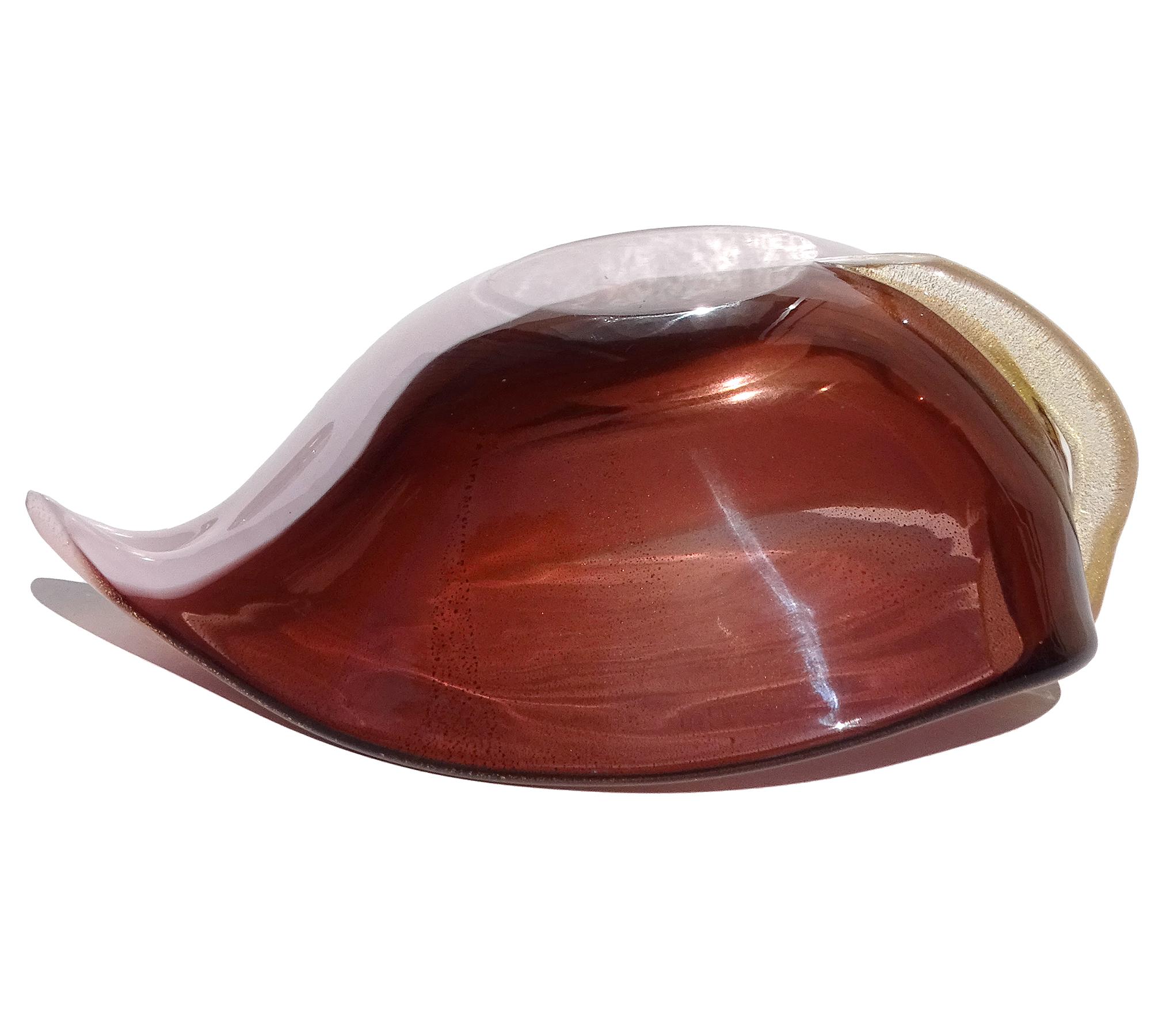 Cuenco Vide Poche Decorativo de Murano Púrpura Oro Fleck Lirio de Calas Vidrio Artístico Italiano en venta 4