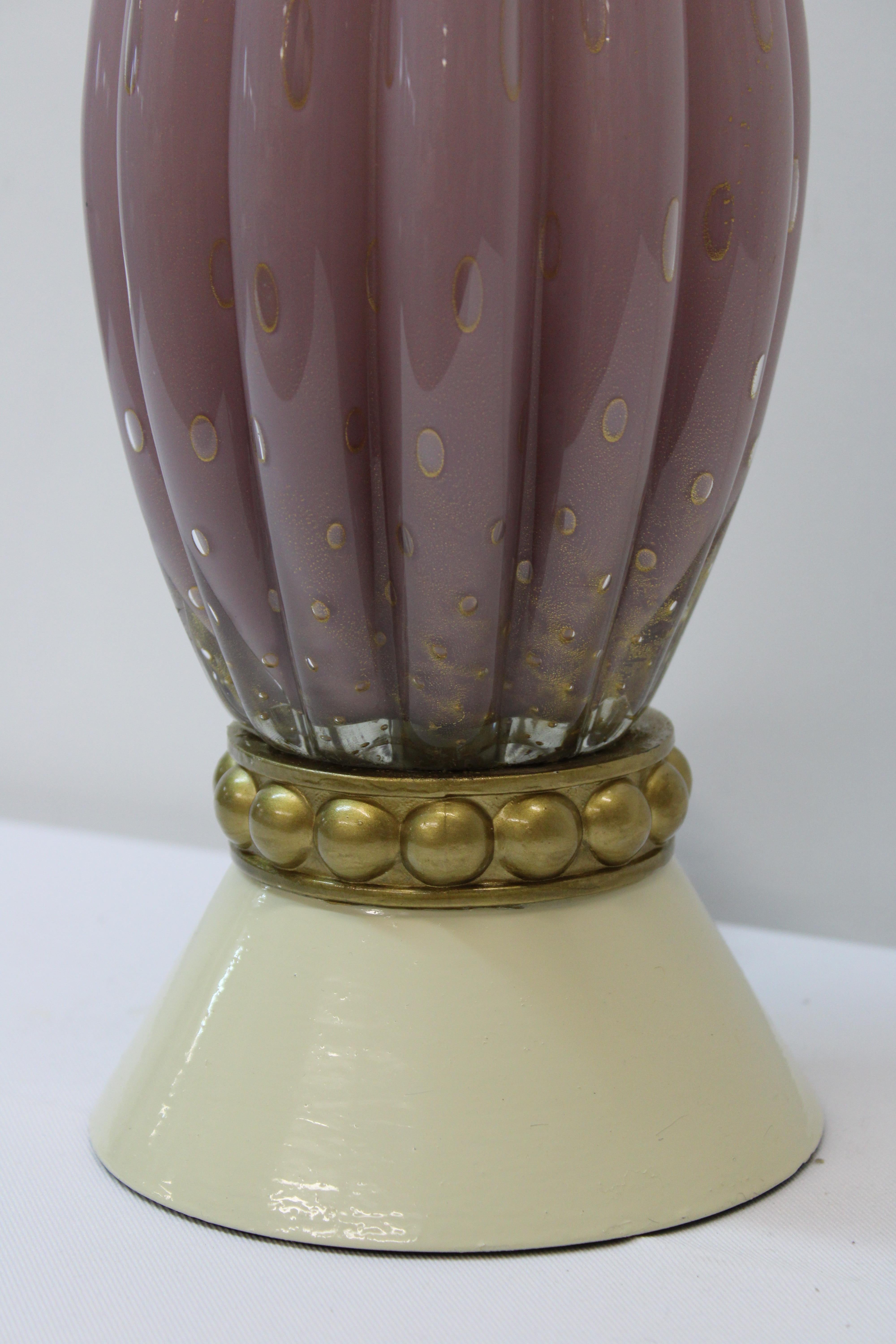 Murano Purple & Gold Hand Blown Glass by Alfredo Barbini In Good Condition In San Francisco, CA