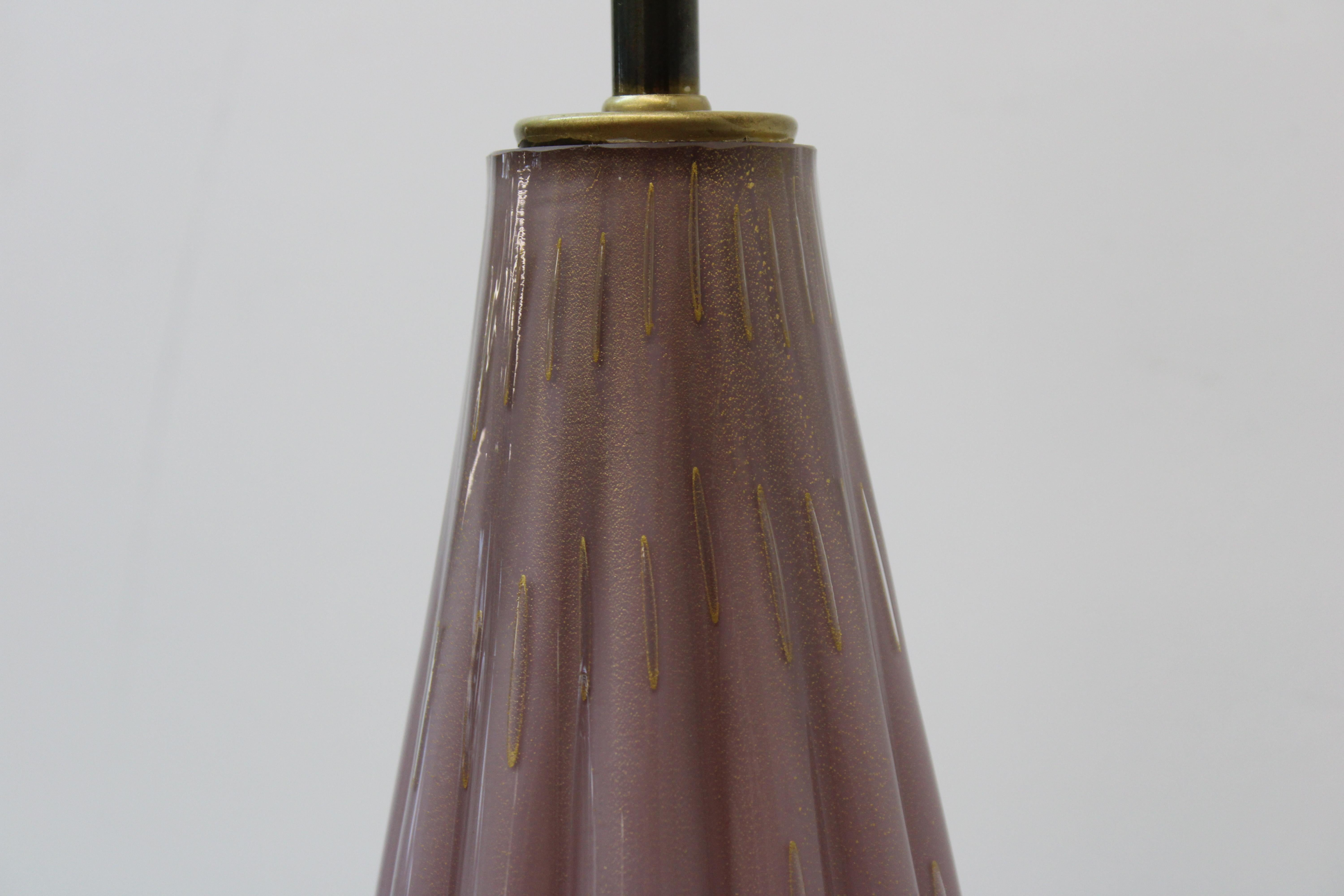 20th Century Murano Purple & Gold Hand Blown Glass by Alfredo Barbini