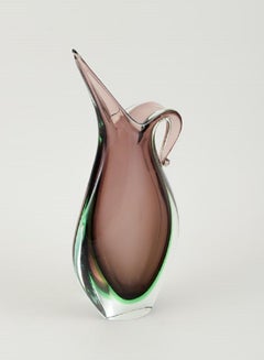 Murano Purple/Green/Clear Vase in Hand-Blown Art Glass, Italian Design, 1960s