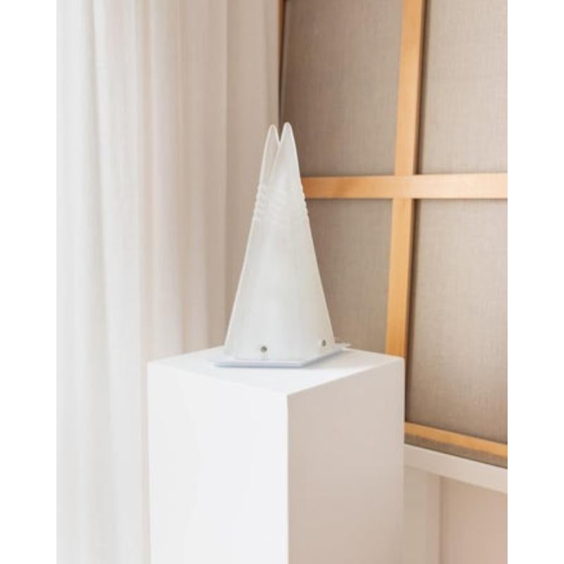 20th Century Murano Pyramid Table Lamp In Frosted Glass Original Space Age Design Italy, 70s For Sale