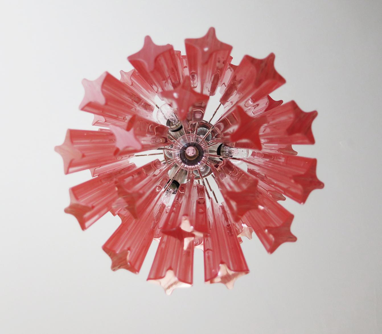 Murano Quadriedri Chandelier, 44 Pink Prism For Sale 5