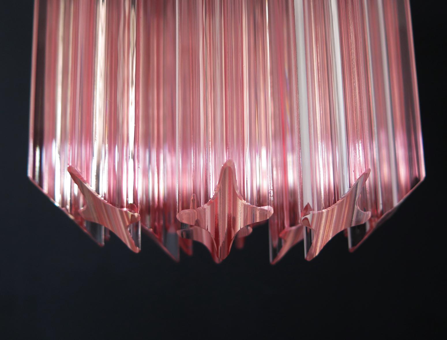 Murano Quadriedri Chandelier, 44 Pink Prism For Sale 9