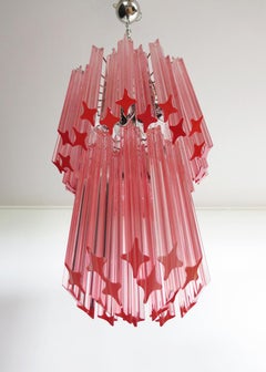 Murano Quadriedri Chandelier, 44 Pink Prism