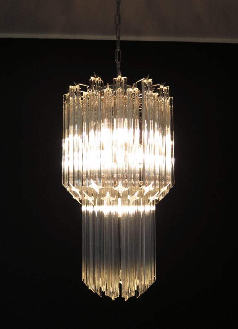 Murano quadriedri chandelier - 46 trasparent prism For Sale 4