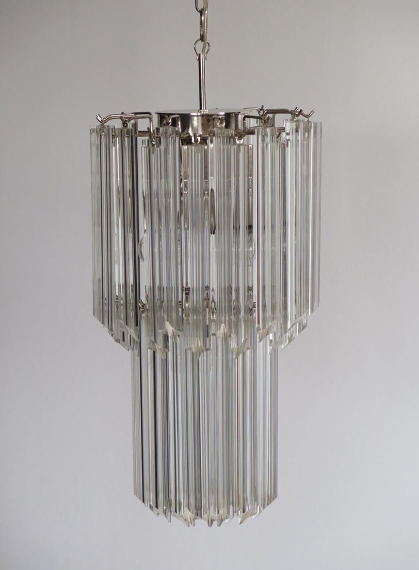 Mid-Century Modern Murano quadriedri chandelier - 46 trasparent prism