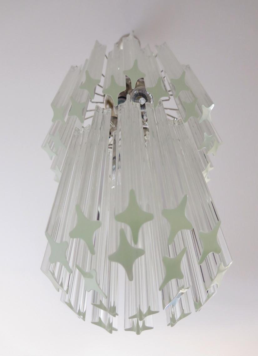 Italian Murano Quadriedri Chandelier 44 Transparent Prism For Sale