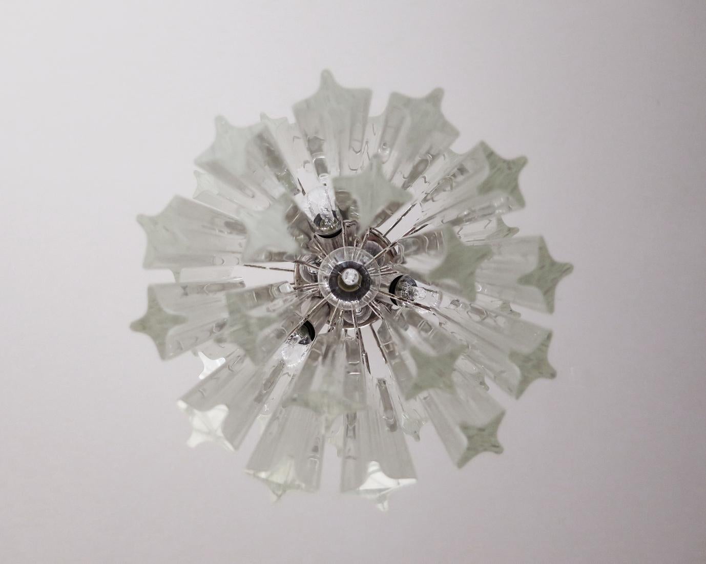 Italian Murano quadriedri chandelier - 46 trasparent prism