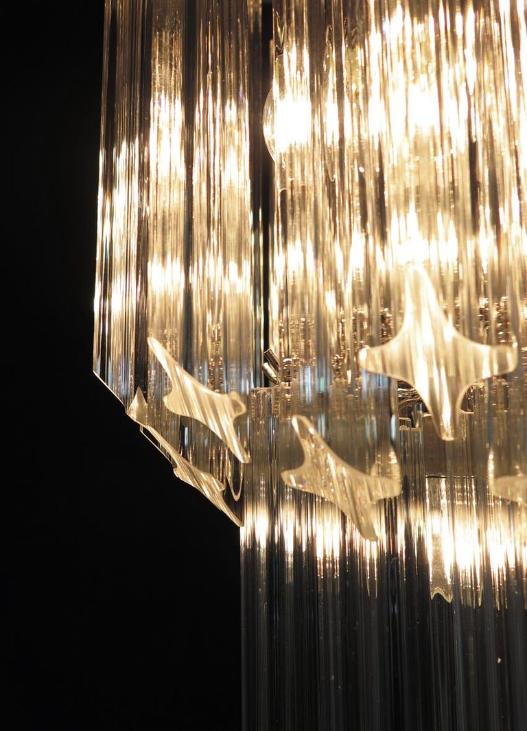 Murano quadriedri chandelier - 46 trasparent prism In Good Condition For Sale In Gaiarine Frazione Francenigo (TV), IT