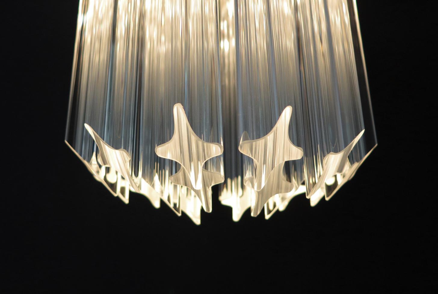 Glass Murano quadriedri chandelier - 46 trasparent prism