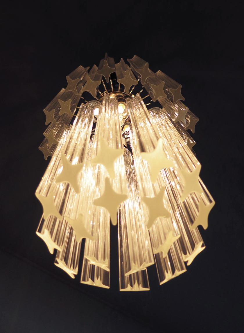 Murano quadriedri chandelier - 46 trasparent prism 1