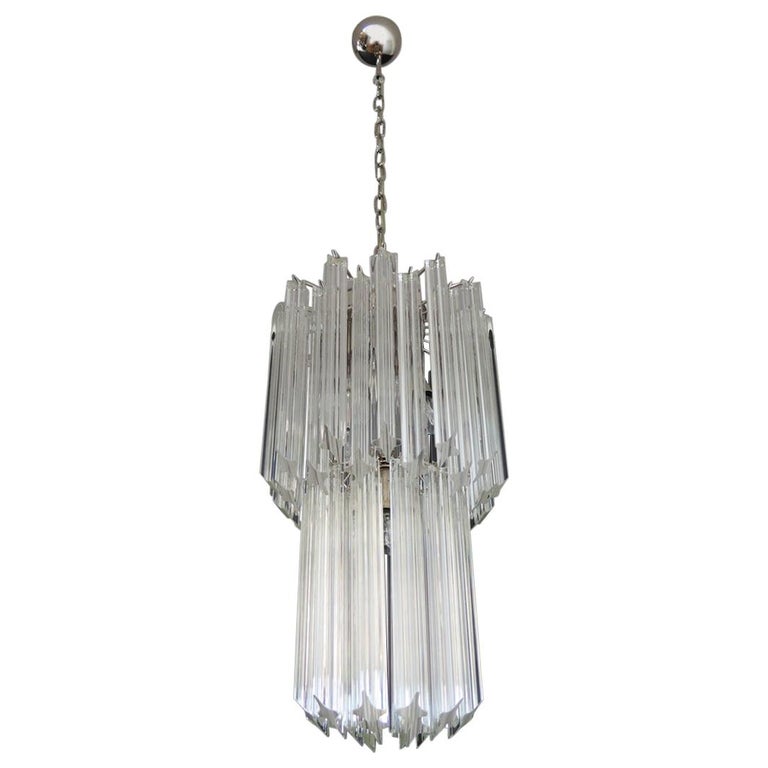 Murano quadriedri chandelier - 46 trasparent prism For Sale