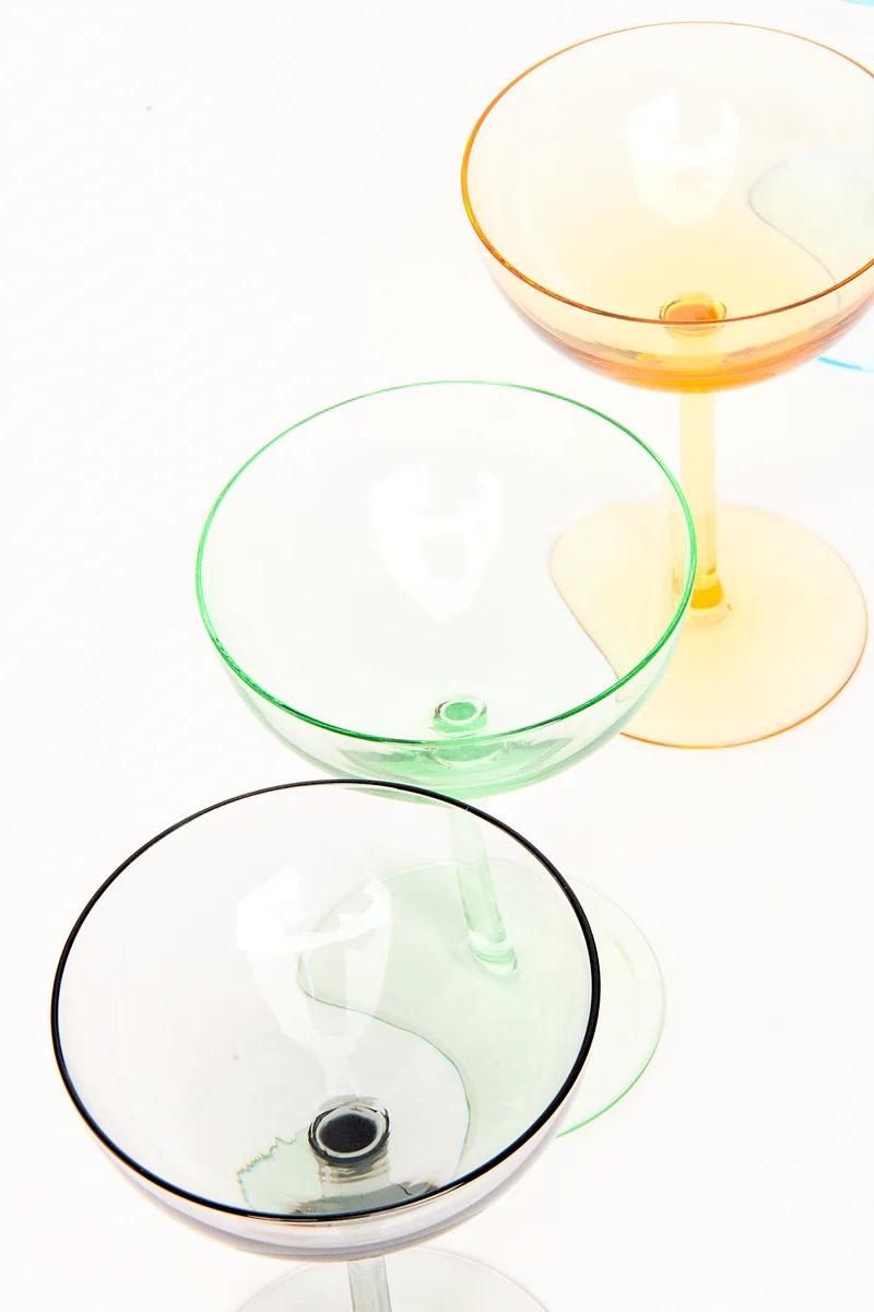 Autre Ensemble de six coupes de cocktail/champagne arc-en-ciel en verre de Murano