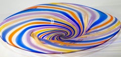 Murano Rainbow Colors Italian Art Glass Large Bowl