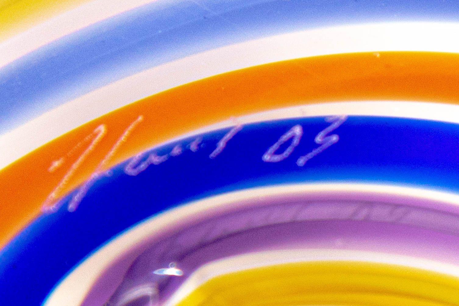 Murano Rainbow Colors Italian Art Glass Large Bowl 1