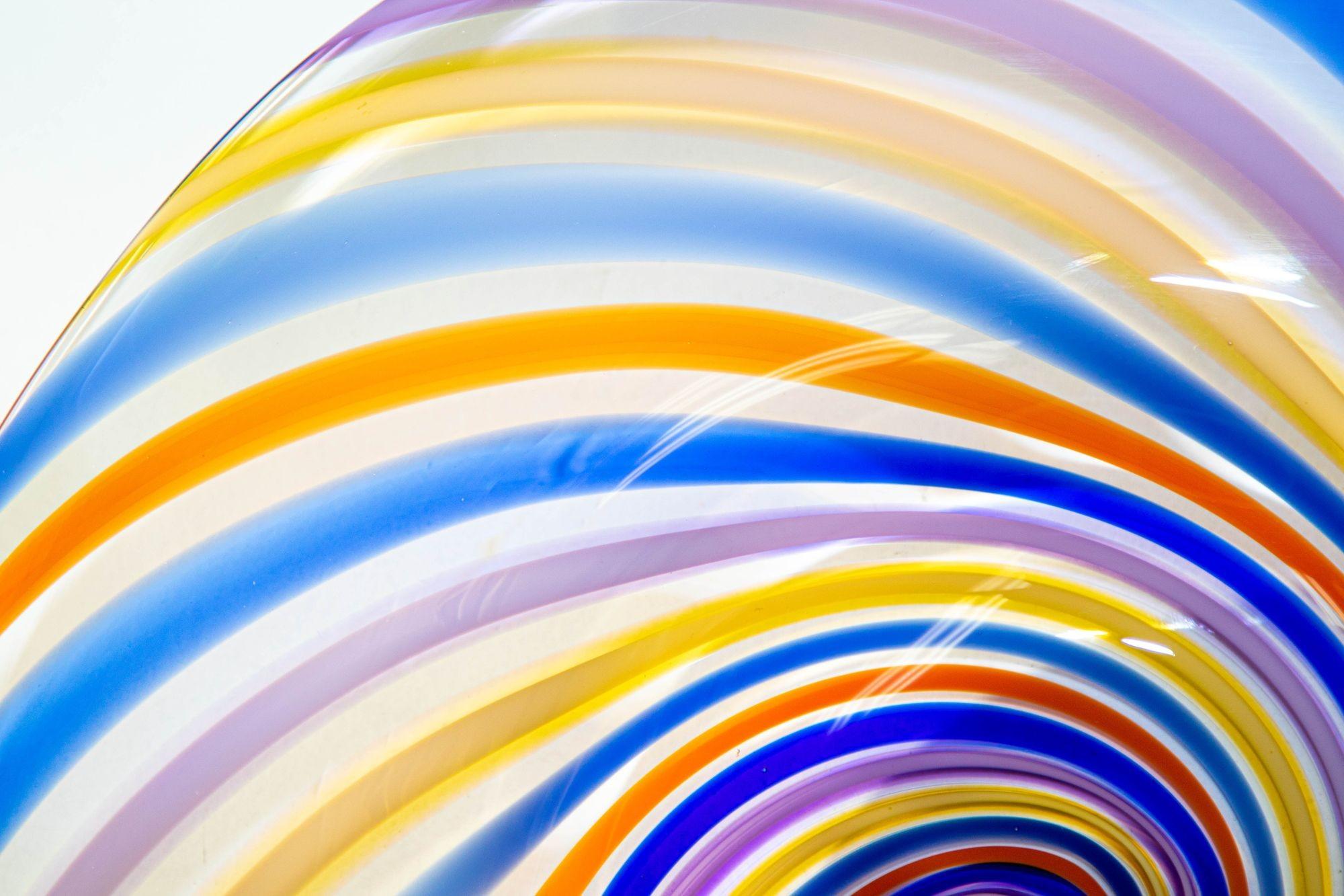 Murano Rainbow Colors Italian Art Glass Large Bowl 2