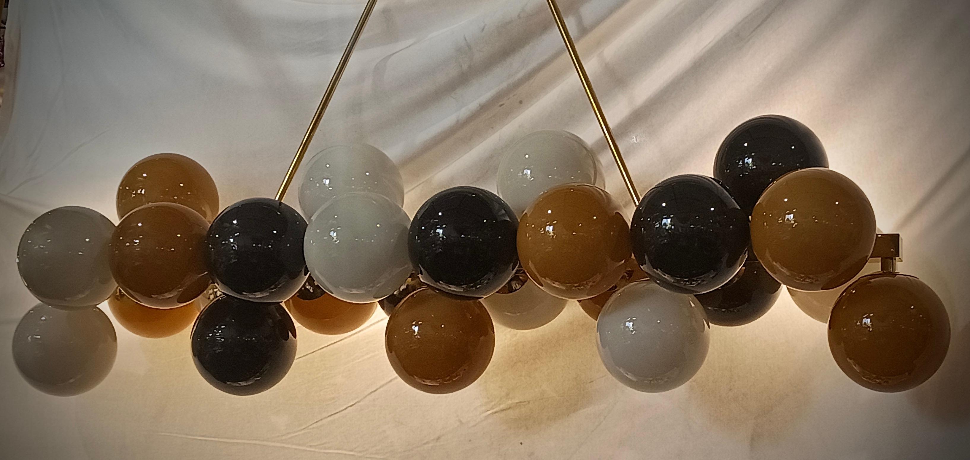 Lampadario e pendente rettangolare di Murano in vetro artistico nero oro e ottone, 2020 in vendita 1