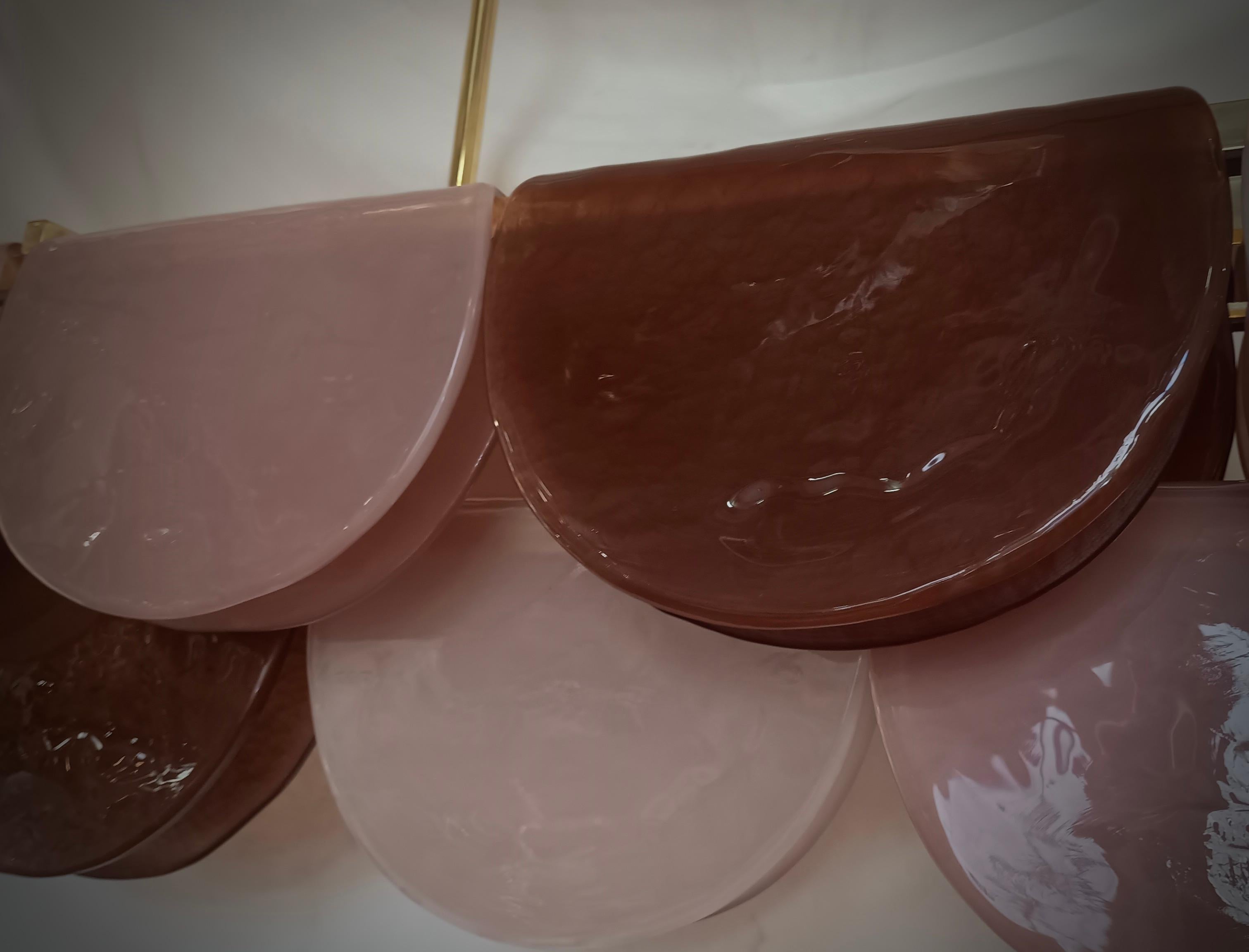 italien Lustre et pendentif rectangulaire en verre d'art rose violet et laiton de Murano, 2020 en vente