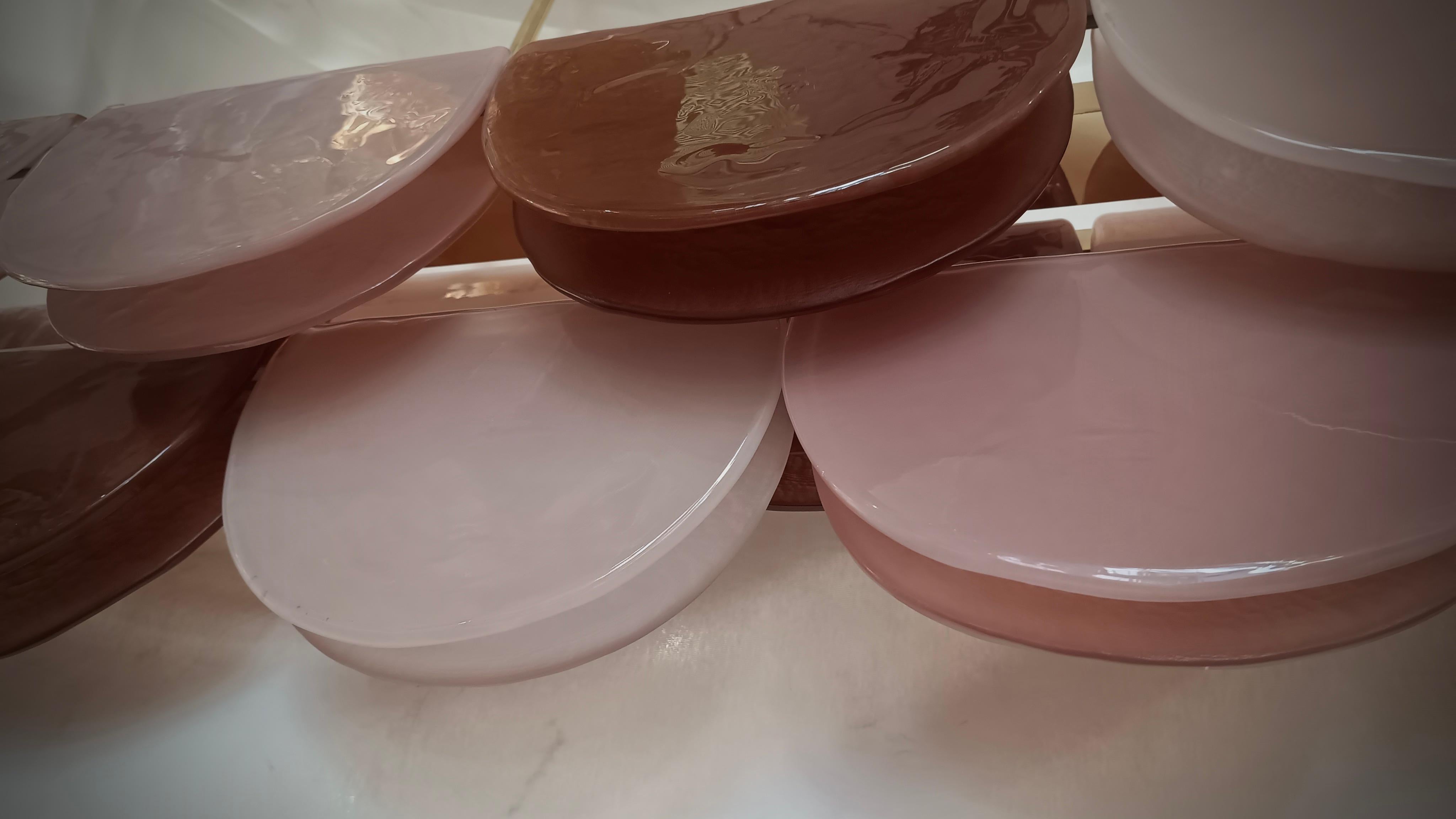 Lustre et pendentif rectangulaire en verre d'art rose violet et laiton de Murano, 2020 en vente 2