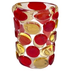 Murano Red and Yellow Button Vase by Camozzo