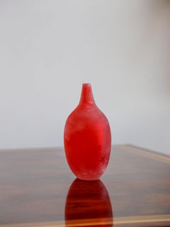 Vase en verre d'art rouge de Murano, fait à la main, milieu du siècle, Italie