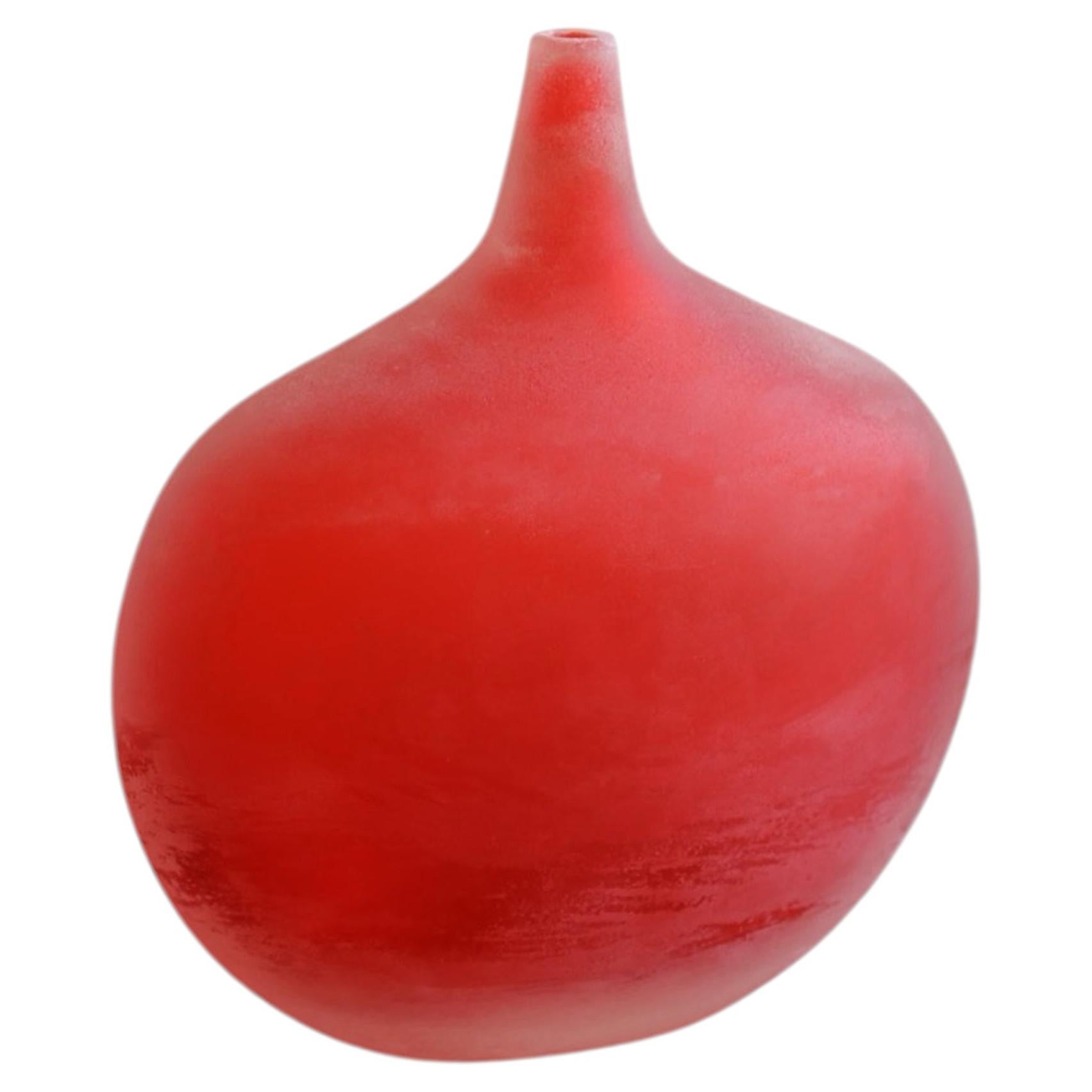Vase en verre d'art rouge de Murano, fait à la main, milieu du siècle, Italie