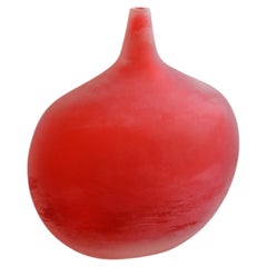 Vase en verre d'art rouge de Murano, fait à la main, milieu du siècle, Italie