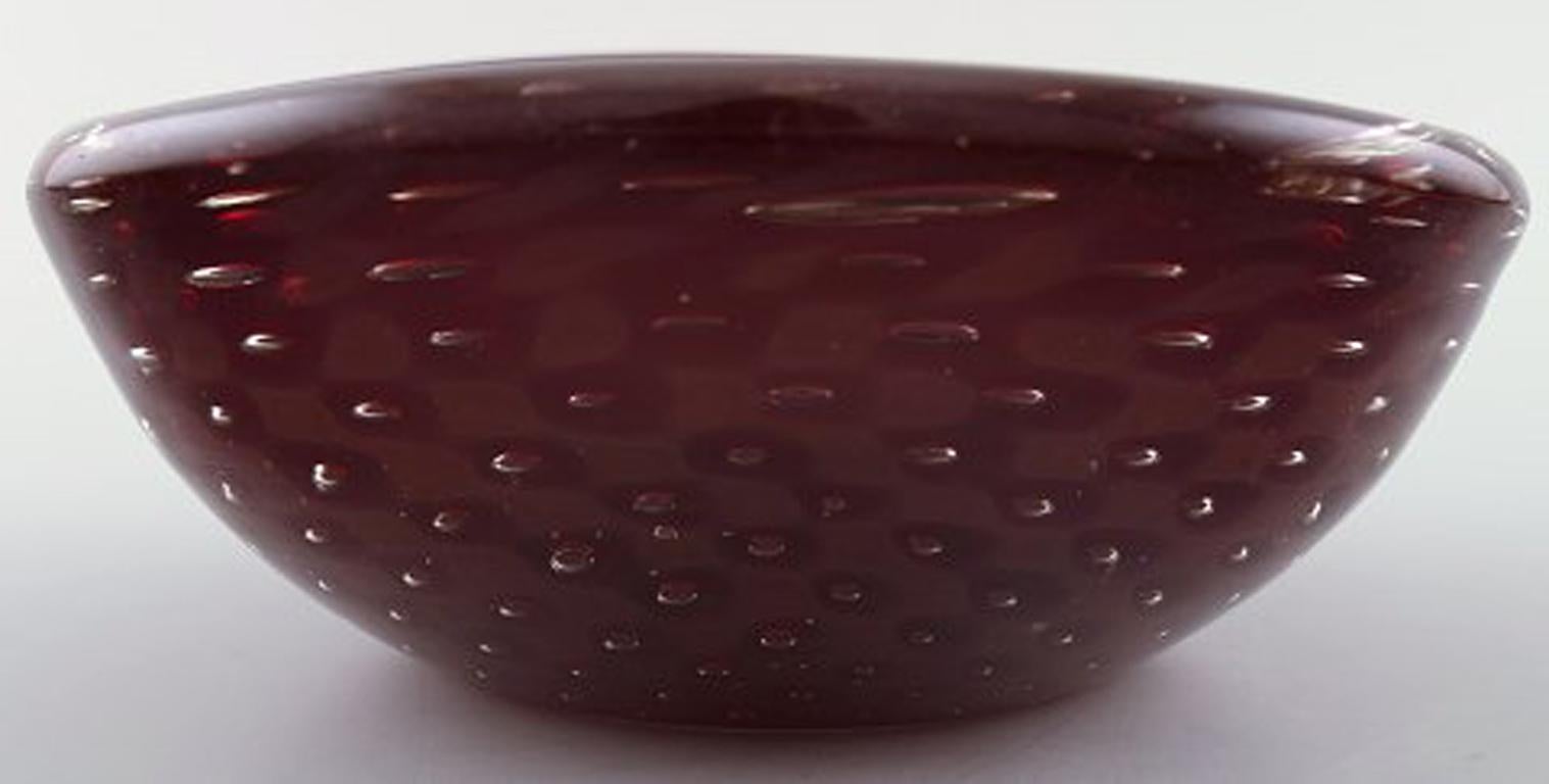 Mid-20th Century Murano, Red Bowl in Mouth Blown Art Glass, 1960s
