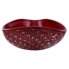 Murano, Red Bowl in Mouth Blown Art Glass, 1960s