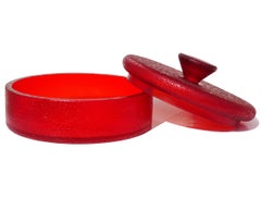 Scatola portagioie in vetro artistico italiano di Murano Red Corroso Texture