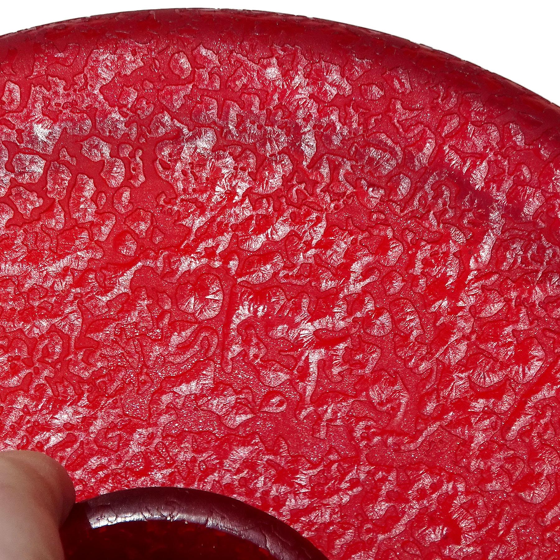 Joyero de Murano Rojo Corroso con Textura de Vidrio Artístico Italiano Hecho a mano en venta