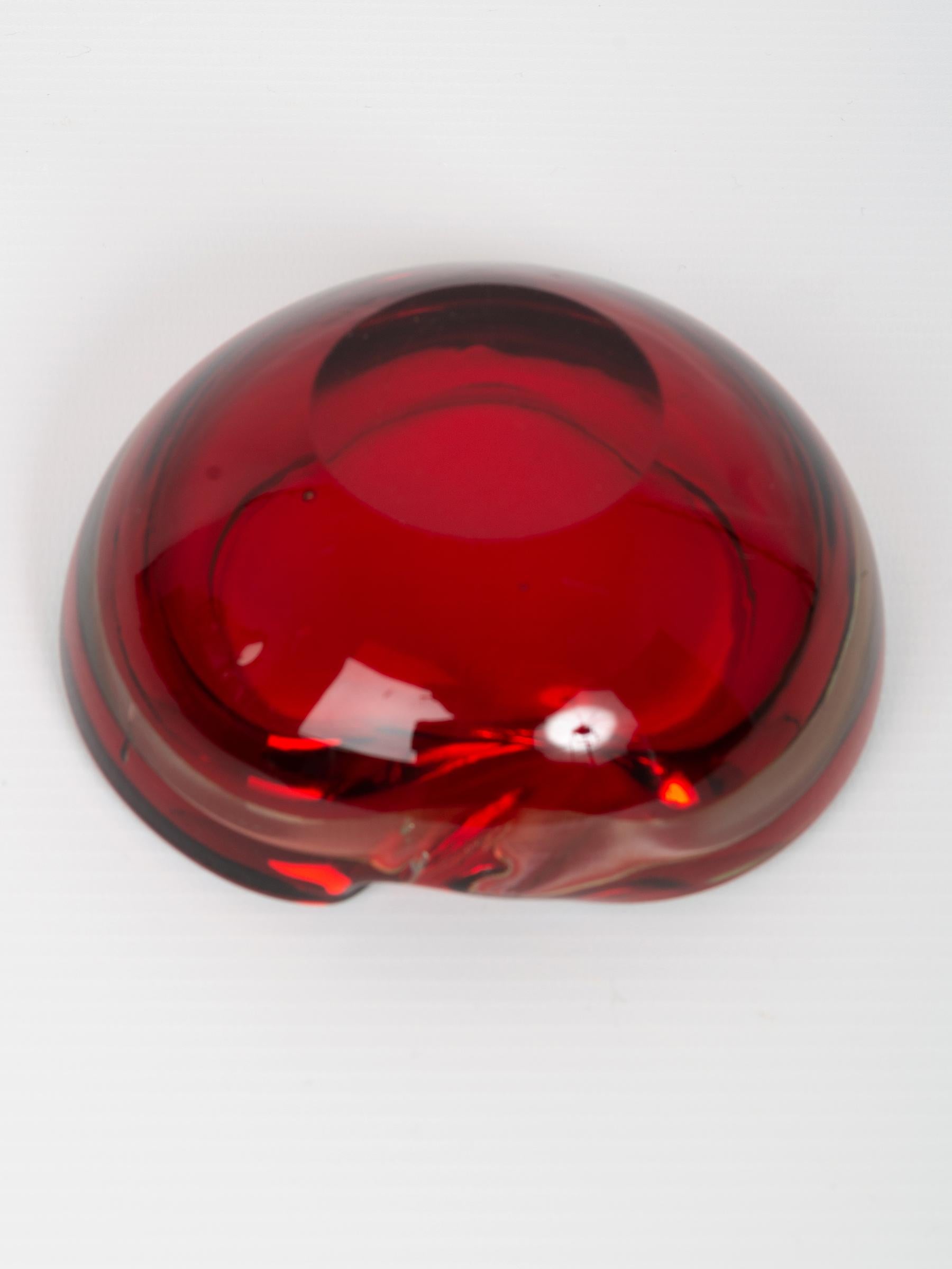 Murano Red Glass Ashtray Bowl, Italy, circa 1960 In Good Condition In London, GB