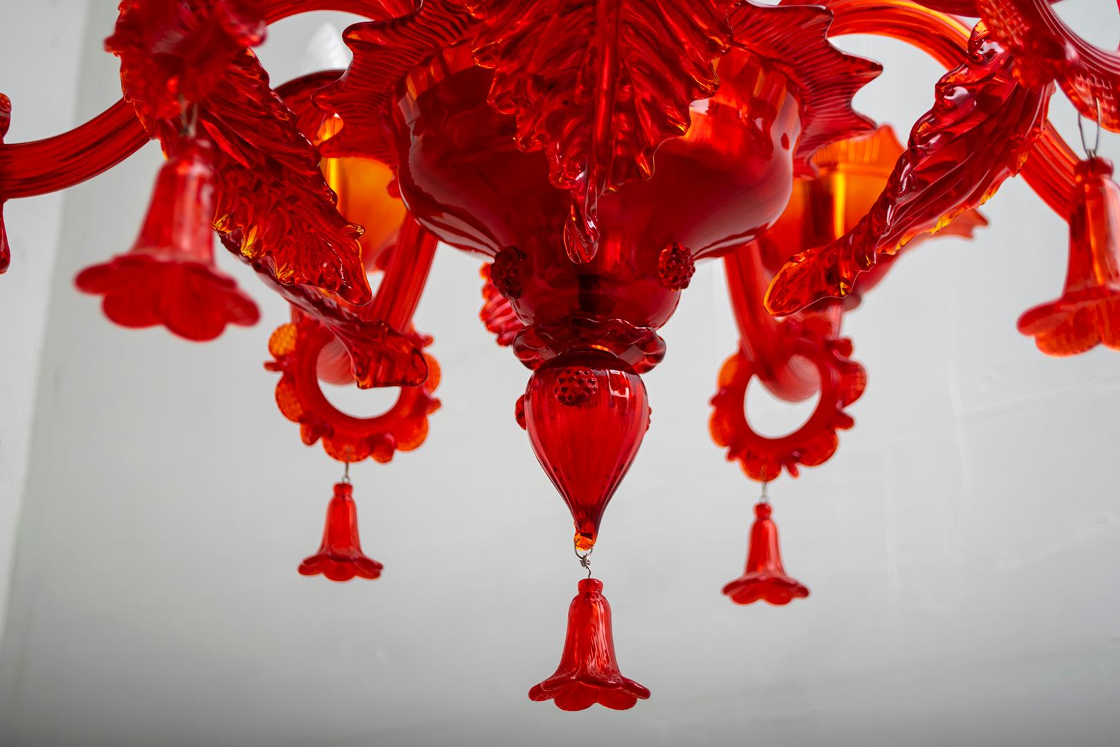 Murano Red Glass Chandelier by Sylcom, 1987 3