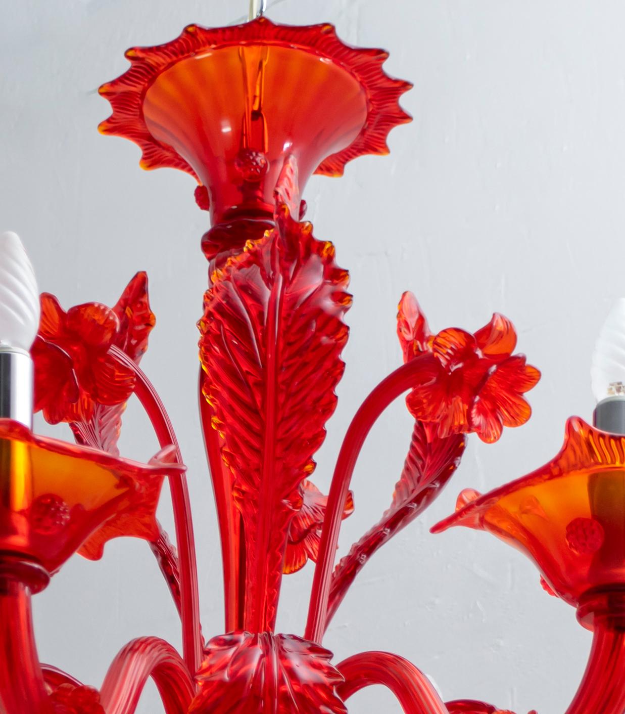 Murano Red Glass Chandelier by Sylcom, 1987 4